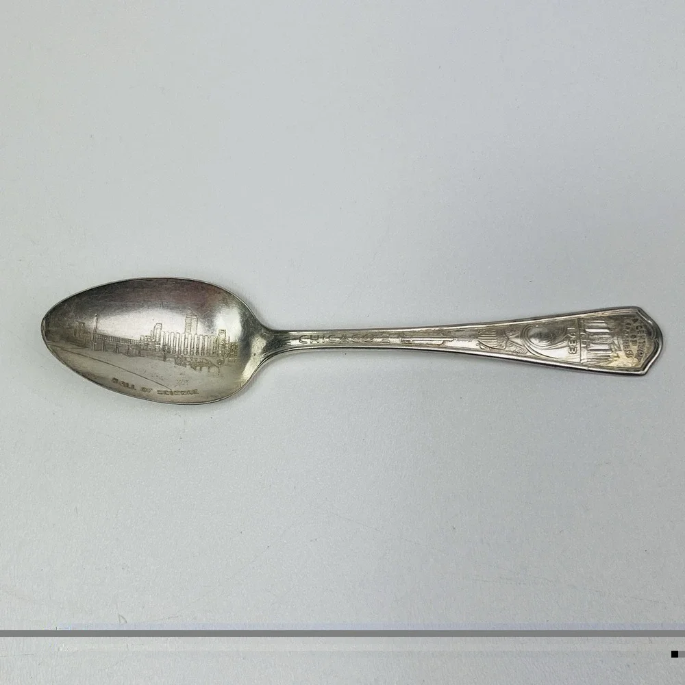 Vtg 1933 A Century of Progress Hall Of Science Silver Plated Souvenir Spoon